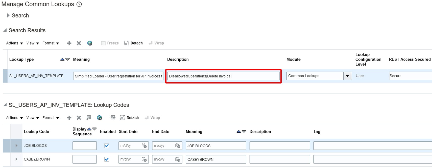 Disallowed Operations - Simplified Loader Excel for Oracle Fusion Cloud ERP